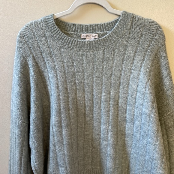 Sincerely Jules Ribbed Knit Long Sleeve Cuffed Sweater, Green Top Sz M, … - Picture 3 of 10